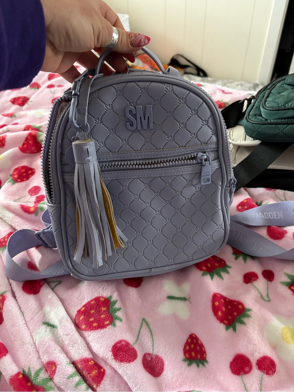 Quilted Mini Steve Madden Backpack in Light Lavender